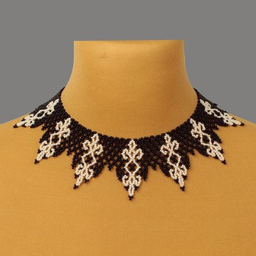 女士黑色和米色珠子項鍊