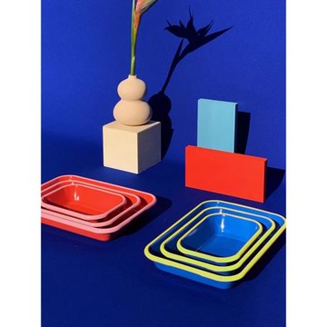 土耳其Bornn撞色搪瓷琺瑯餐盤托盤果盆零食籃客廳茶幾家用藝術感