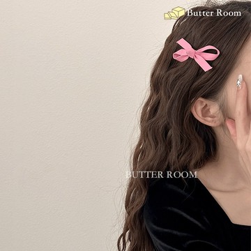 Butter Room 🧈 甜美蝴蝶結髮夾兩入組 （4色） 台灣出貨免運 邊夾 一字夾 奶油色 少女髮夾 瀏海夾