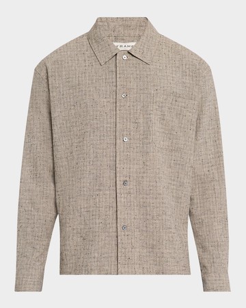Men's Cotton and Linen Casual Button-Down Shirt