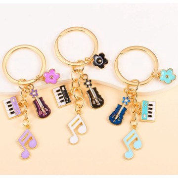 【老羊樂器店】開發票 小香風音符鑰匙圈 音符 吉他 提琴 鋼琴鑰匙圈  鑰匙扣 送禮 生日 畢業 質感 甜美 吊飾 掛件