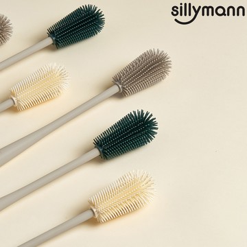 韓國sillymann 100%鉑金矽膠 易握寬頭水瓶/杯器/奶瓶刷 - 可可灰