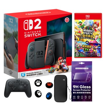 Nintendo Switch 2 瑪利歐賽車世界 同捆組 (台灣公司貨)+Switch 2 超級瑪利歐派對空前盛會空前盛會TV中文版+Pro 控制器