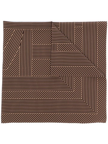 TOTEME - striped monogram-print scarf - women - Silk - One Size - Brown