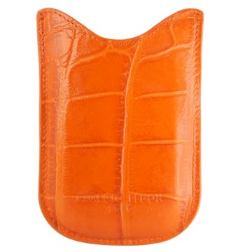 【GIORGIO FEDON 1919】手機名片套 鱷魚皮壓紋-橘色