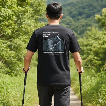 FILA 中性短袖圓領T恤-黑色 1TEA-1453-BK