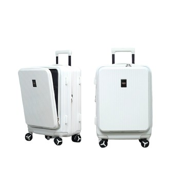 ABS/PC/布面拉鍊箱  GTG 20吋登機箱 多功能上掀 前開式旅行箱 可擴充擴容設計 (杯架/手機之架/TSA海關鎖 /掛勾) G3020白