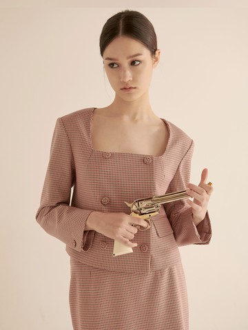 Deep Square Neck Jacket - Pink
