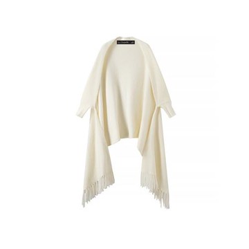 拉夏貝爾/La Chapelle流蘇針織衫披肩外套女2025新款外搭開衫披風