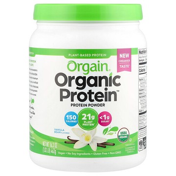 Orgain, 有機蛋白質粉，植物基，香草豆味，1.02 磅 (462) 克