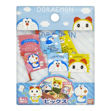 BANDAI 食物叉6支 Set 日本產 耐熱/冷溫度ABS樹脂  哆啦A夢 紅色 + 藍色 + 黃色  1組