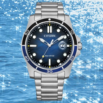 CITIZEN星辰錶 Gents AW1810-85L 光動能都會時尚不鏽鋼腕錶 藍 41.5mm