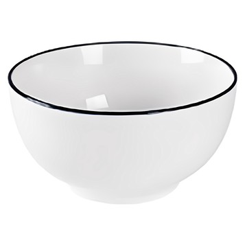 Homely Zakka 北歐創意簡約黑邊陶瓷餐具 大圓麵碗 20.5cm  白色 + 黑色  1個