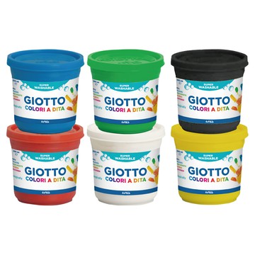 GIOTTO 幼兒安全手指膏 Set 6色 200ml 手塗鴉 趣味無窮 附著性強 不易流下 清洗容易 不殘留  1.2L