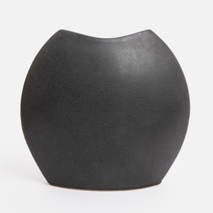 德國ASA陶瓷花器32cm 圓扁形霧黑