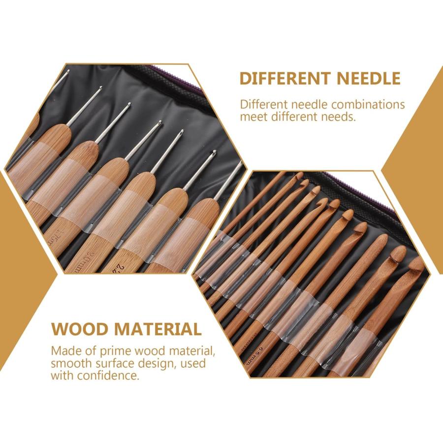 MILISTEN Hair Braiding Tools Tunisian Crochet Hooks Set Set of Wooden Crochet Needle DIY Handcraft Knitting Crochet Hook Weaving Tool Braiding To