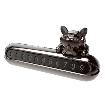 D.O.G 水晶鬥牛犬臨時停車號碼牌  金屬黑  1個