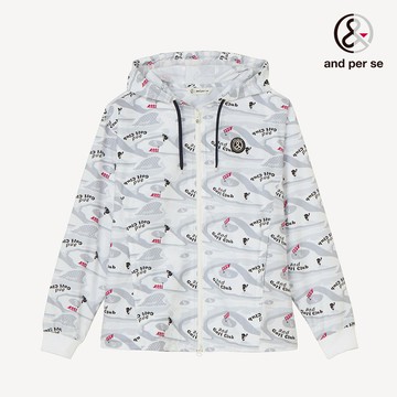 【and per se】女款白色防水透氣彈性設計全印花外套外套 DLV61115