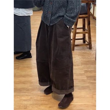 闊腿褲寬松慵懶風2025年美拉德高級感加絨加厚燈芯絨休閑褲春秋冬