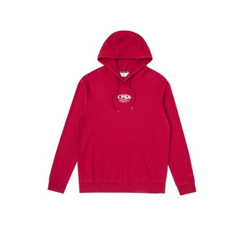 FILA官方直營 中性長袖連帽T恤-紅色 1TEZ-5463-RD