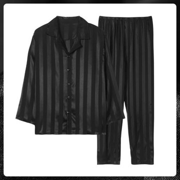 2025年新款睡衣男春秋款長袖夏薄款條紋冰絲綢緞高級感家居服套裝