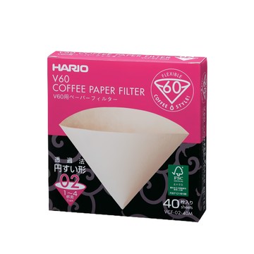HARIO V60無漂白02濾紙 VCF-02-40M 1~4杯  40張  1盒