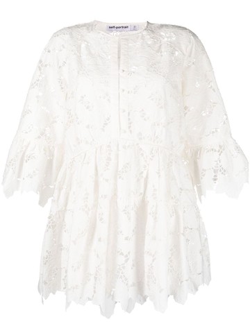 Self-Portrait Cotton Lace Wide Sleeve Mini Dress