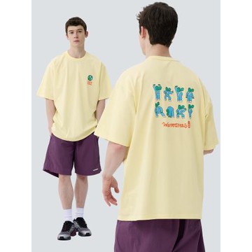 warmtrees2025夏季新款《鱷魚養身八段錦 》插畫印花短袖T恤上衣