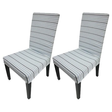 J&N 雅致條紋餐椅套 2入  藍色  不適用  1組