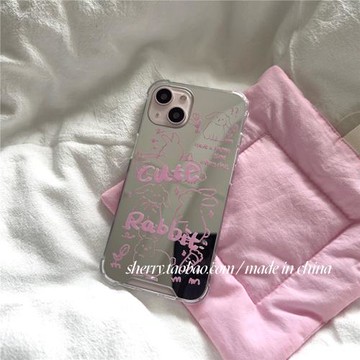 適用于蘋果14promax手機殼新款iphone13高級感11pro鏡面12簡約8plus小兔17男女x涂鴉16超火15小眾max潮保護套