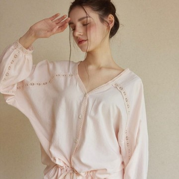 LUNALUZ 玫瑰沙洗 睡衣套裝  香檳粉 26S