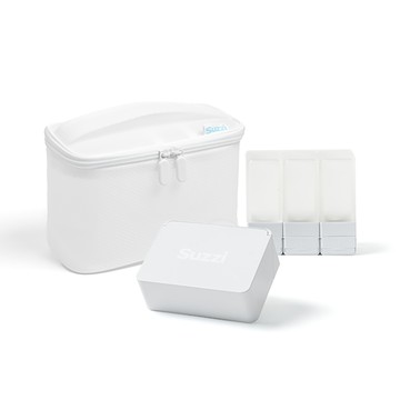 suzzi - 安心盥洗 三件組-(皂盒*1個+M號分裝瓶*3支+盥洗包3.0)-希臘白