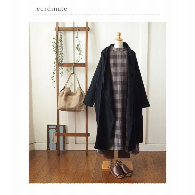 美品　TUTIE. リネン麻100% キナリ　ダブルガーゼ　チェック　ワンピース TUTIE.｜リネンダブルガーゼ2WAYワンピース - TUTIE.(ツチエ