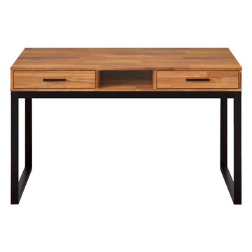 《HOPMA》工業風二抽一格書桌 台灣製造 工作桌 抽屜 收納 電腦桌 辦公桌-拼版柚木