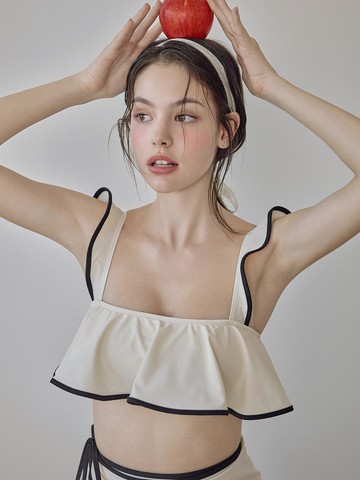 Laurent Ruffle High-Waist Bikini [White]