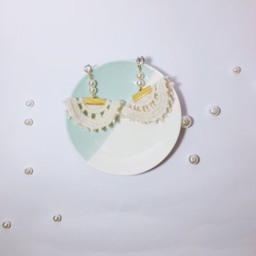 SUNNIE DESIGN 布編織扇葉耳環