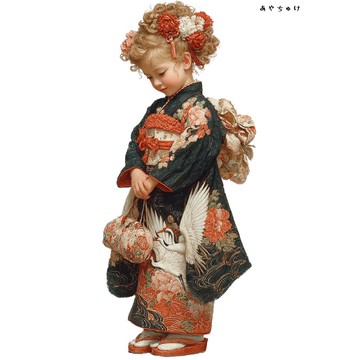 【12月新品4】07-114-0268 人物貼紙 和服復古