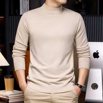 軟糯彈力毛衫單穿內搭針織衫秋冬長袖男士半高領氣質舒適保暖毛衣鑫弘-衣錦男裝