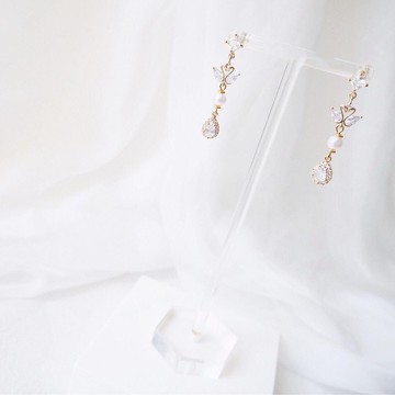 新娘耳環 新娘耳夾 生日禮物 優雅 耳環 耳夾 客製化 定制