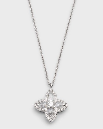 Blossom 18K White Gold Diamond Blossom Pendant Necklace, 18"L, 0.43tcw