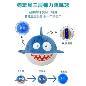 三層狗狗毛絨玩具球發聲彈力刺球耐咬磨牙解悶大型犬金毛寵物玩具