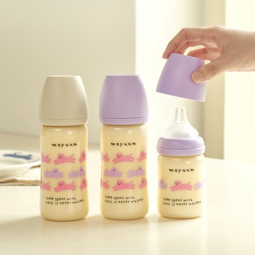 韓國 MOYUUM - PPSU 寬口奶瓶-貓咪夢境(葡萄紫)(SOOSOOJIN聯名款)-270ml (2m+)