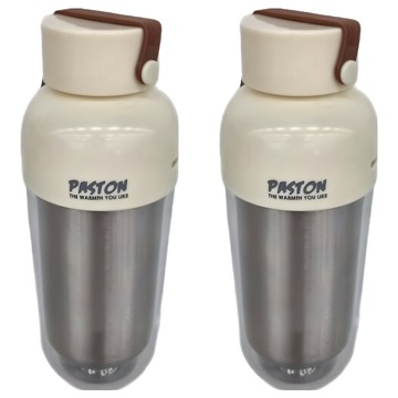 PASTON 多彩創意不鏽鋼雙層隨身杯 425ml 0.2kg  焦糖咖  2個