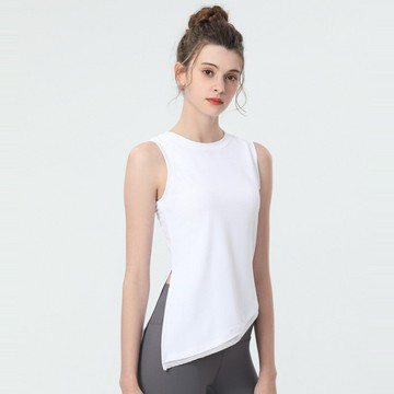 【巴黎精品】現貨+預購 女運動服無袖瑜珈服居家運動服裸感親膚透氣速乾-清涼開叉時尚高彈女上衣a1jo6服