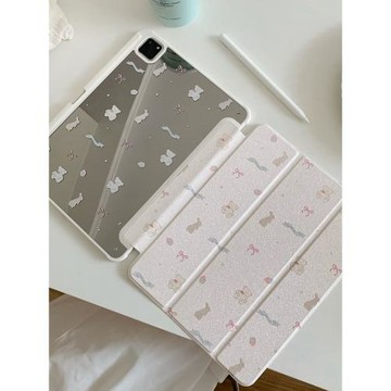 小熊小兔鏡面適用iPad保護殼12代10.9寸Air8防彎Pro11/12.9筆槽9代10.2寸10.5寸9.7全包mini7平板套防摔軟邊
