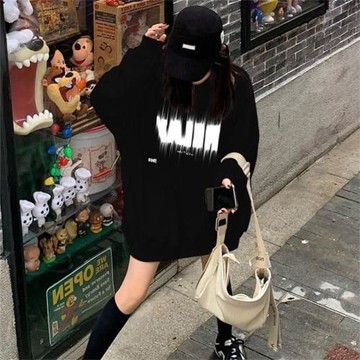 歐美衛衣女春秋2025新款寬松bf慵懶風高街美式復古正肩無帽上衣潮