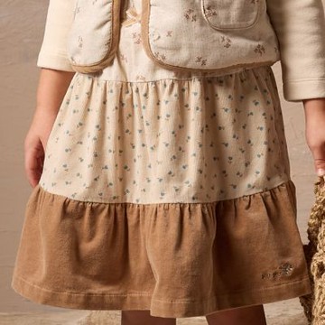 PIPPY  浪漫拼接A字蛋糕裙 棕-090