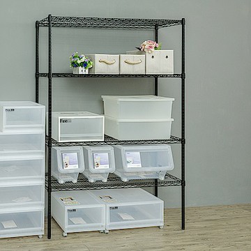 dayneeds 荷重型 120x45x180cm四層烤漆黑波浪架 超強耐重/倉儲架/置物架
