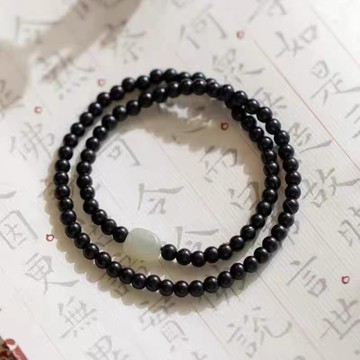 🔥現貨🔥【黑檀４ｍｍ】纖細佛珠手鍊簡約和田玉古風小清新仙氣檀木手串文藝女款"檀木手串"