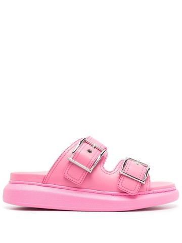Alexander McQueen - 50mm double-buckle sandals - women - Rubber/Calf Leather/Calf Leather - 38 - Pink